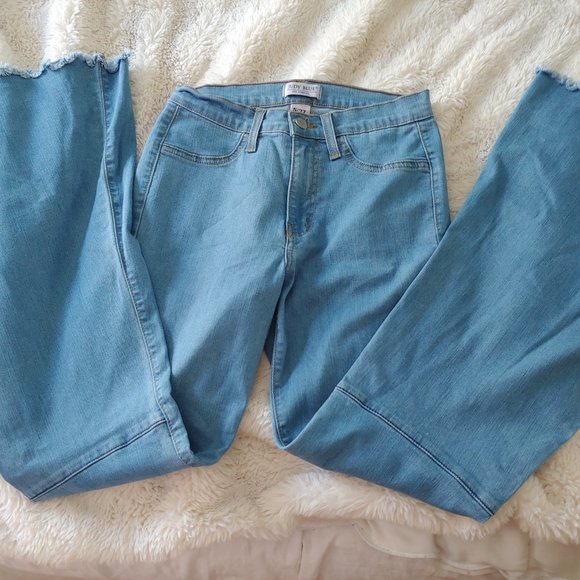 Judy Blues 5/27 Hippie Flare Stretch Raw Hem Denim Jeans - Picture 4 of 13